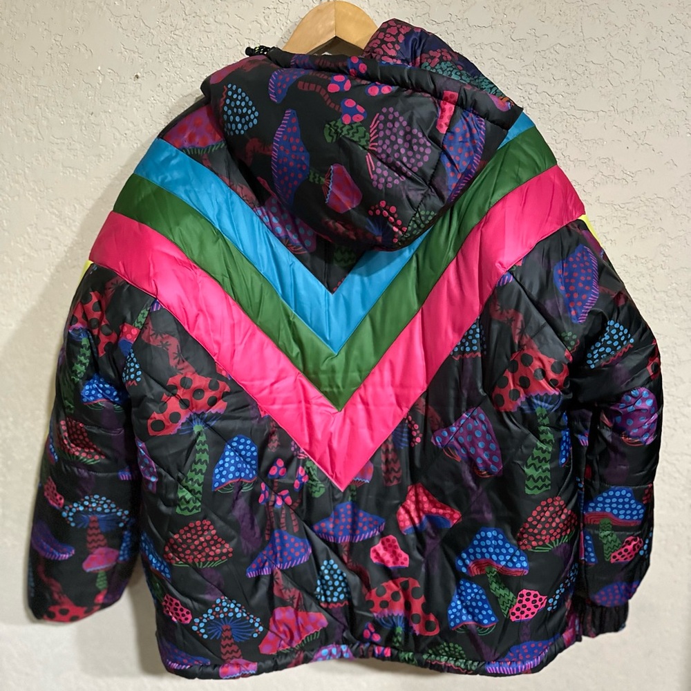 Farm Rio Neon Mushrooms Reversible Puffer Jacket Multi - Picture 5 of 7